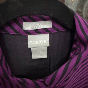 Chico's No Iron tunic, long sleeve, button shirt, Purple, Size 1 (US 8-10M)
